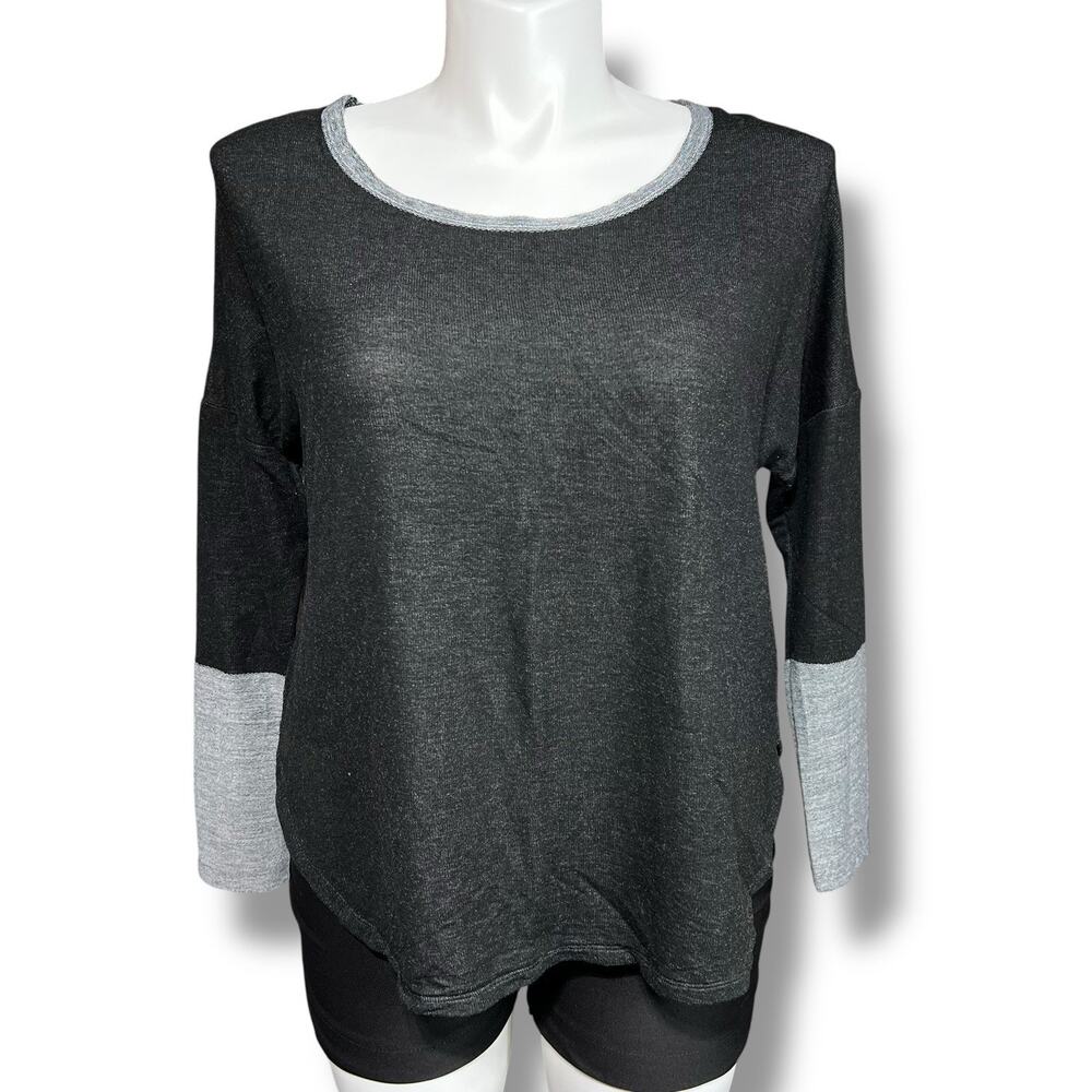 Rue21 Womens Sweater Top Pullover Slouch Fit Long Sleeve Black Gray XL